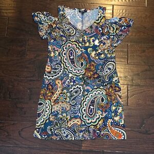 MSK Women's Paisley Dress - Blue and Orange